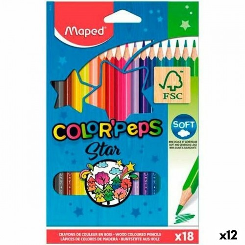Цветные карандаши Maped Color' Peps Star Разноцветный 18 Предметы (12 штук) image 1
