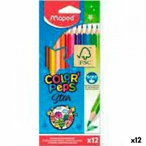 Colouring pencils Maped Color' Peps Star Multicolour 12 Pieces (12 Units) image 1