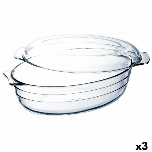 Serving Platter Ô Cuisine Ocuisine Vidrio With lid 3 L 1,1 L Transparent Glass 3 Units image 1