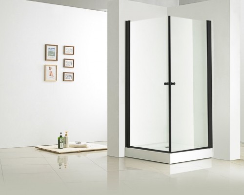 Dušas stūris Vento Napoli 80*80*195 kvadrāts, stikls 6mm Easy Clean, bez paliktņa, melnais profils image 1