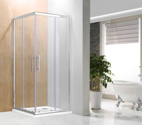 Dušas stūris Vento Firenze kvadrāts, 80*80*195, stikls 6mm Easy Clean,  hromēts profils, bez paliktņa image 1