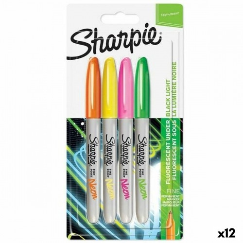Set of Felt Tip Pens Sharpie Neon Multicolour 4 Pieces 1 mm (12 Units) image 1