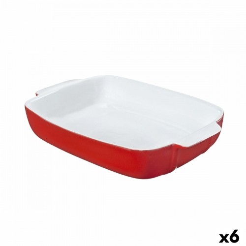 Oven Dish Pyrex Signature White Red Ceramic Rectangular 29 x 19 x 7 cm (6 Units) image 1