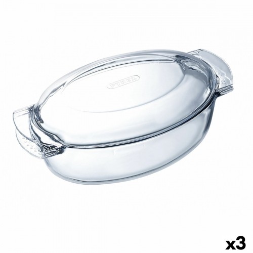 Oven Dish Pyrex Classic Vidrio Transparent Glass Oval 39 x 23 x 15 cm With lid (3 Units) image 1
