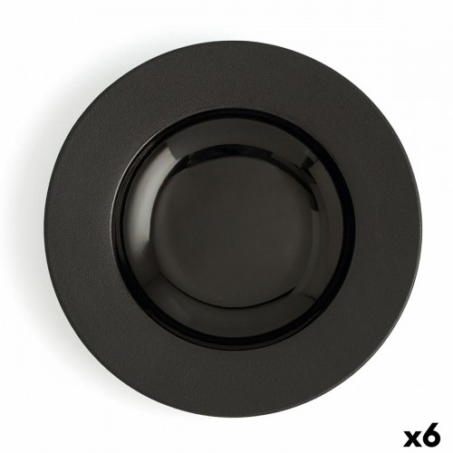 Deep Plate Ariane Antracita Black Ceramic Ø 26 cm (6 Units) image 1