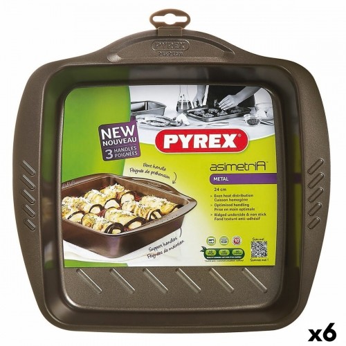 Oven Mould Pyrex Asimetria Squared Black Metal 24 x 24 cm (6 Units) image 1