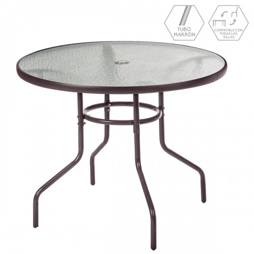 Dining Table Clasic 90 x 90 x 72 cm Hierro/Cristal Crystal Iron image 1