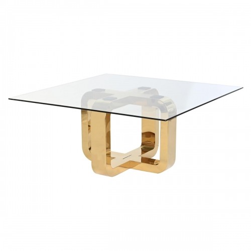 Centre Table DKD Home Decor Golden Steel Tempered Glass 100 x 100 x 45 cm image 1