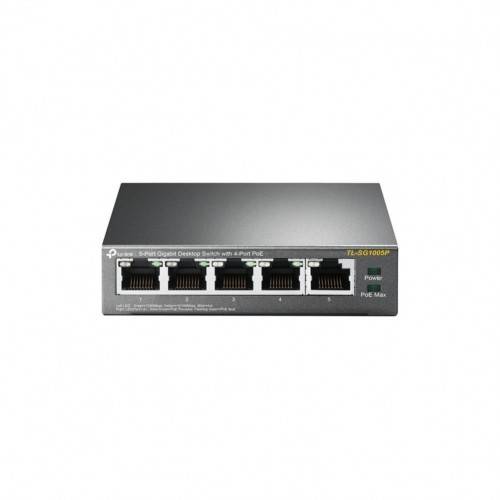 TP-Link  
         
       Switch||Desktop/pedestal|5x10Base-T / 100Base-TX / 1000Base-T|PoE ports 4|TL-SG1005P image 1
