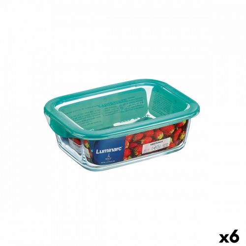 Rectangular Lunchbox with Lid Luminarc Keep'n Lagon Turquoise 1,97 l 22 x 15,6 x 7,2 cm Glass (6 Units) image 1
