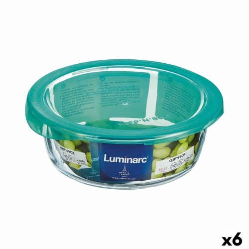 Round Lunch Box with Lid Luminarc Keep'n Lagon 920 ml 15,6 x 6,6 cm Turquoise Glass (6 Units) image 1