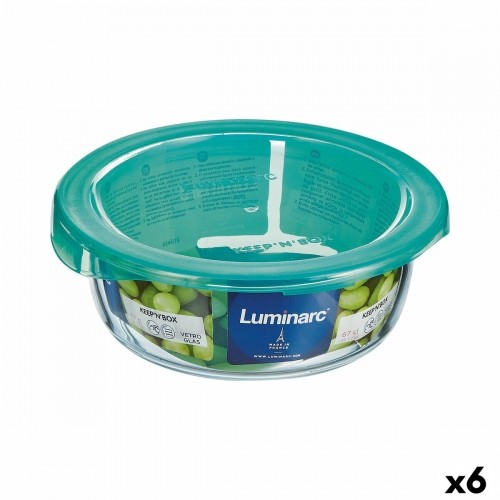 Round Lunch Box with Lid Luminarc Keep'n Lagon 13,5 x 6 cm Turquoise 680 ml Glass (6 Units) image 1