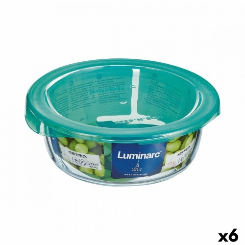 Apaļa Pusdienu Kastīte ar Vāku Luminarc Keep'n Lagon 13,5 x 6 cm Tirkīzs 680 ml Stikls (6 gb.) image 1