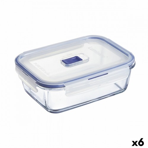 Hermetic Lunch Box Luminarc Pure Box Active 19 x 13 cm 1,22 L Bicoloured Glass (6 Units) image 1