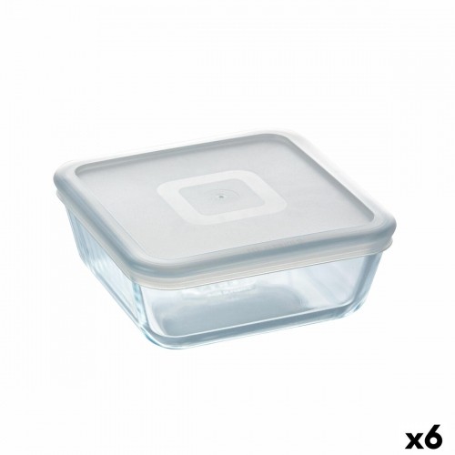 Квадратная коробочка для завтраков с крышкой Pyrex Cook & Freeze 850 ml 14 x 14 cm Прозрачный Силикон Cтекло (6 штук) image 1