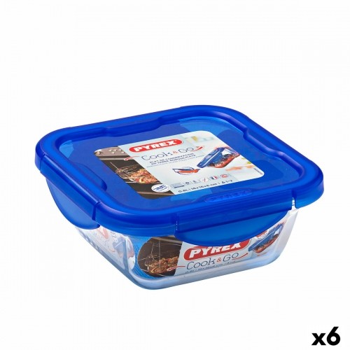 Hermētiska Pusdienu Kastīte Pyrex Cook & Go 16,7 x 16,7 x 7 cm Zils 850 ml Stikls (6 gb.) image 1