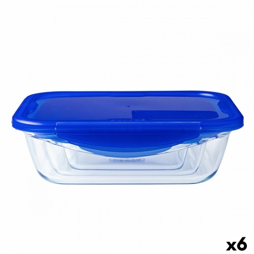 Герметичная коробочка для завтрака Pyrex Cook & Go 20,5 x 15,5 x 6 cm Синий 800 ml Cтекло (6 штук) image 1