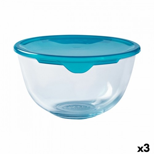 Круглая коробочка для завтраков с крышкой Pyrex Cook & Store 16 x 16 x 10 cm Синий 1 L Силикон Cтекло (3 штук) image 1