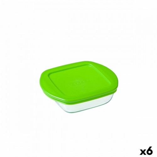 Квадратная коробочка для завтраков с крышкой Pyrex Cook & Store Зеленый 1 L 20 x 17 x 5,5 cm Силикон Cтекло (6 штук) image 1