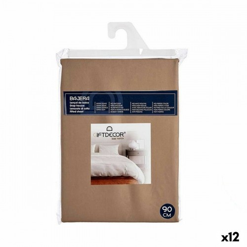 Fitted sheet 90 cm Brown (12 Units) image 1