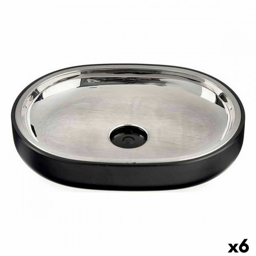 Soap dish Black Stainless steel Plastic 9,5 x 2,5 x 13 cm (6 Units) image 1