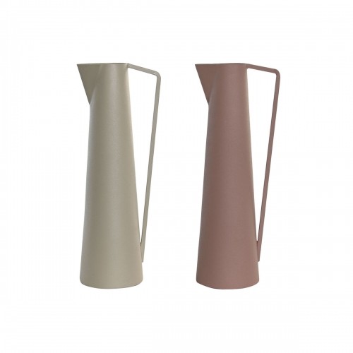 Vase DKD Home Decor Beige Pink Iron 12 x 10 x 35 cm (2 Units) image 1