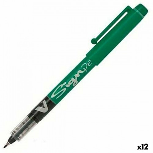 Liquid ink pen Pilot V Sign Green 0,6 mm (12 Units) image 1