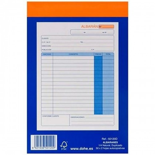 Dispatch Order Book DOHE 50120D 1/4 10 Pieces 100 Sheets image 1