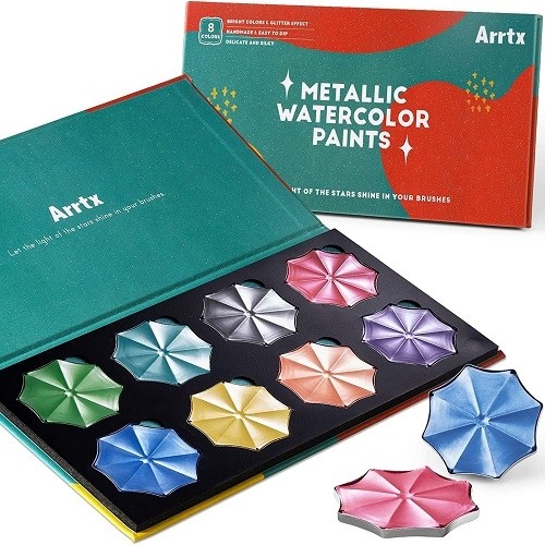 8 Colors Metallic watercolor Solid paints APW-001-M0108 image 1