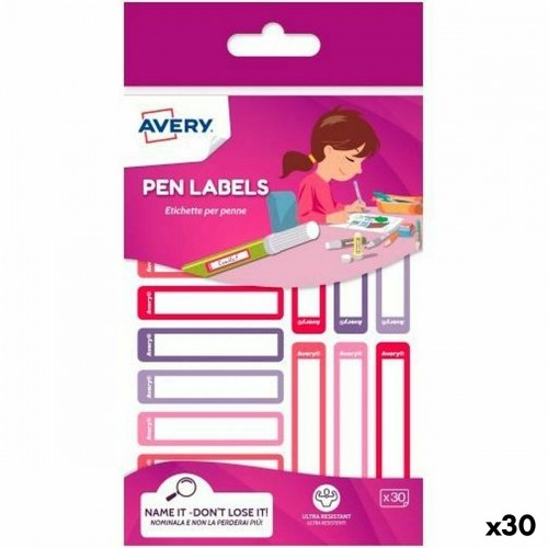 Adhesive labels Avery Pink Violet Polyethylene 50 x 10 mm (30 Units) image 1