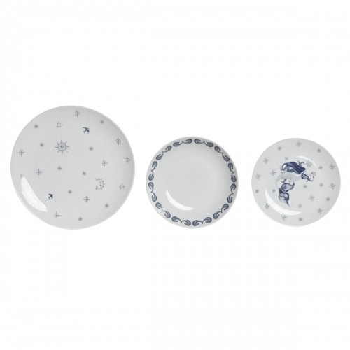 Dinnerware Set DKD Home Decor Porcelain Blue White 27 x 27 x 3 cm 18 Pieces image 1