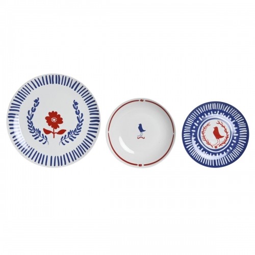 Набор посуды DKD Home Decor Фарфор Красный Синий Белый 27 x 27 x 3 cm 18 Предметы image 1