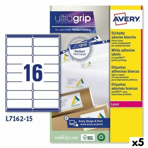 Printer Labels Avery L7162 White 15 Sheets 99,1 x 33,9 mm (5 Units) image 1