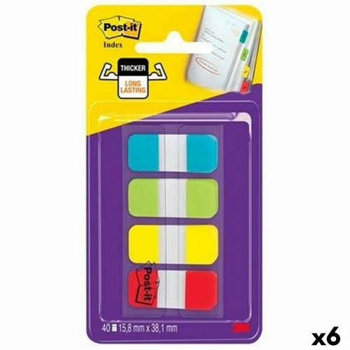 Set of Sticky Notes Post-it Index Multicolour 40 Sheets 15,8 x 38 mm (6 Units) image 1