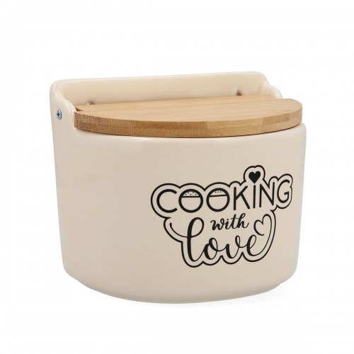 Солонка с крышкой Quid Cooking with Love Круглый Керамика Белый 14 x 12 cm image 1