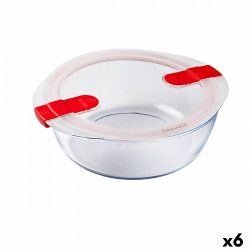 Hermetic Lunch Box Pyrex Cook&heat 26 x 23 x 8 cm 2,3 L Red Glass (6 Units) image 1