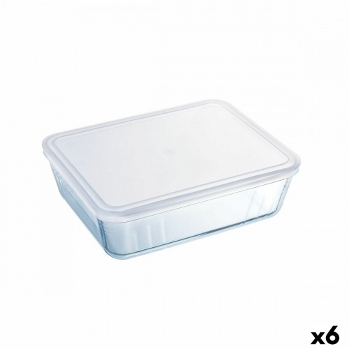 Прямоугольная коробочка для завтрака с крышкой Pyrex Cook & Freeze 25 x 20 cm Прозрачный Силикон Cтекло 2,6 L (6 штук) image 1