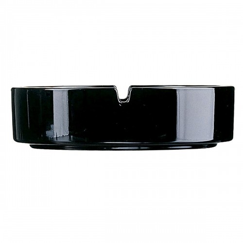 Ashtray Arcoroc   6 Units Stackable Set Black Glass image 1