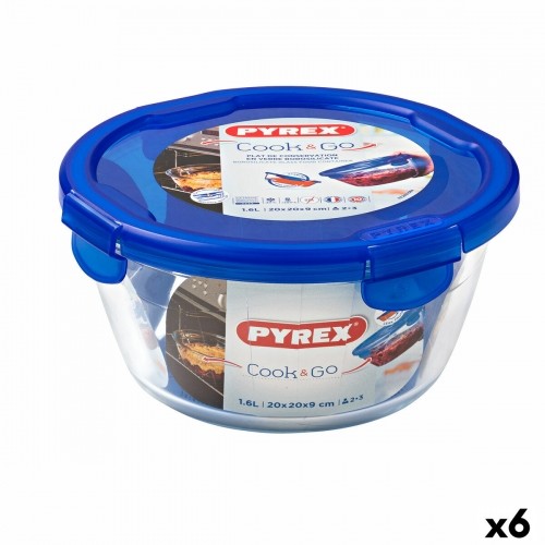 Hermetic Lunch Box Pyrex Cook&go 20 x 20 x 10,3 cm Blue 1,6 L Glass (6 Units) image 1