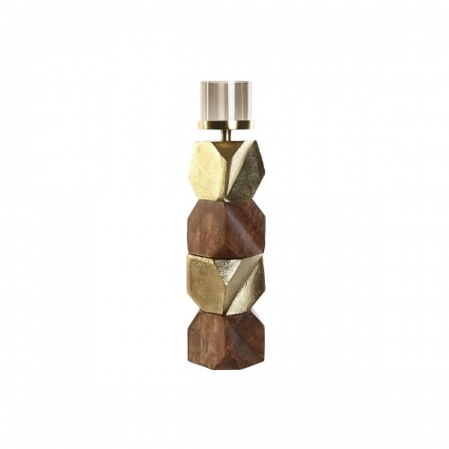 Candleholder DKD Home Decor Brown Golden Aluminium Crystal Mango wood 10 x 10 x 51,5 cm image 1