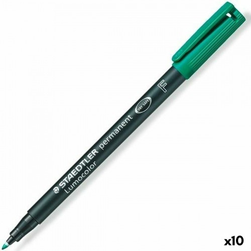 Permanentais marķieris Staedtler Lumocolor 318 F Zaļš 0,6 mm (10 gb.) image 1