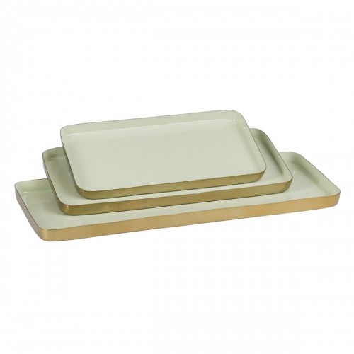Snack tray 47 x 20,5 x 2 cm Golden Green Iron 3 Pieces image 1
