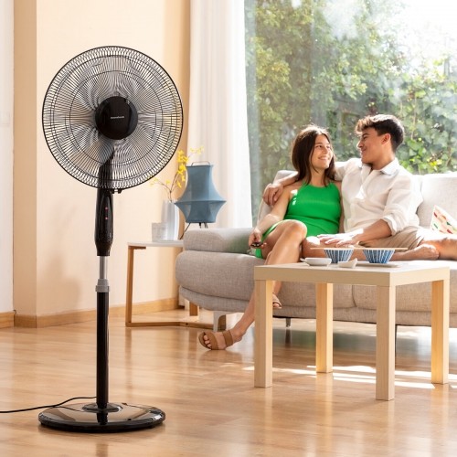 Pedestal Fan with Remote Control InnovaGoods Airstreem Black 45 W image 1