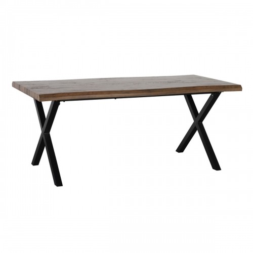 Dining Table Black Metal Brown 180 x 90 x 75 cm DMF image 1