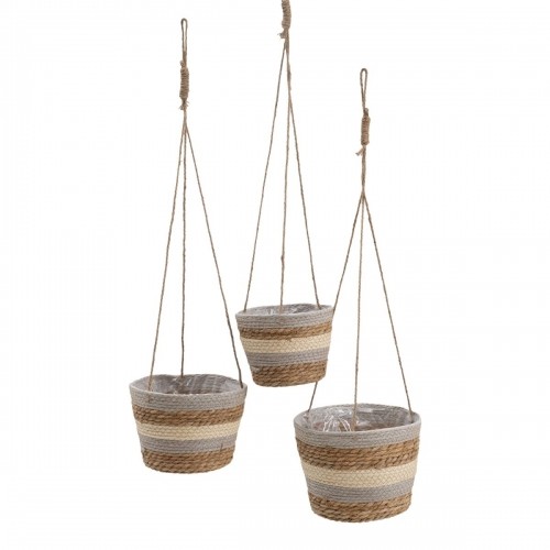 Set of Baskets Natural Grey Natural Fibre 20 x 20 x 27 cm (3 Pieces) image 1