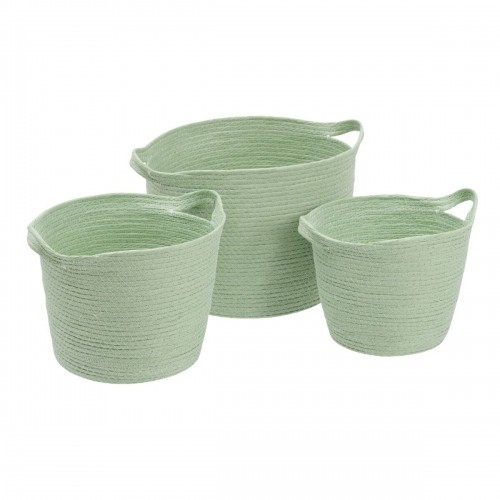 Set of Baskets Rope Light Green 26 x 26 x 33 cm (3 Pieces) image 1