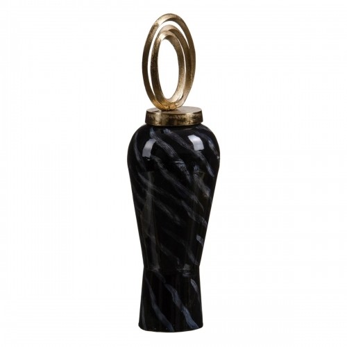 Vase Crystal Black Golden Metal 15 x 15 x 46 cm image 1
