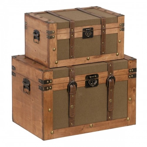 Set of Chests 45 x 30 x 29 cm Synthetic Fabric Wood (2 Pieces) image 1