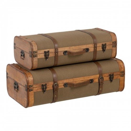Set of Chests 80 x 41,5 x 25 cm Synthetic Fabric Wood (2 Pieces) image 1