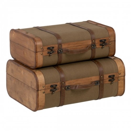 Set of Chests 50 x 36 x 20 cm Synthetic Fabric Wood (2 Pieces) image 1